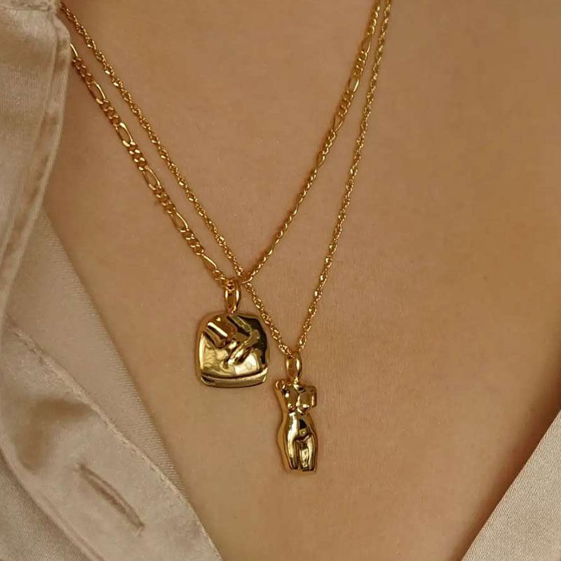 Thumbnail: Abstract No Fading Jewelry 18K Gold  Body Necklace Women Gift Non Tarnish