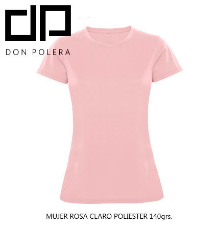 Polera 100% poliester color rosa c.