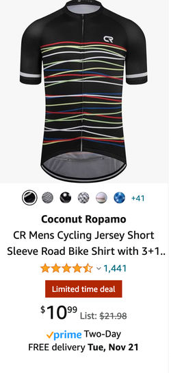 Coconut Ropamo CR Mens Cycling Jersey Short Sleeve Road Bike Shirt with 3+1 Zipper Pockets