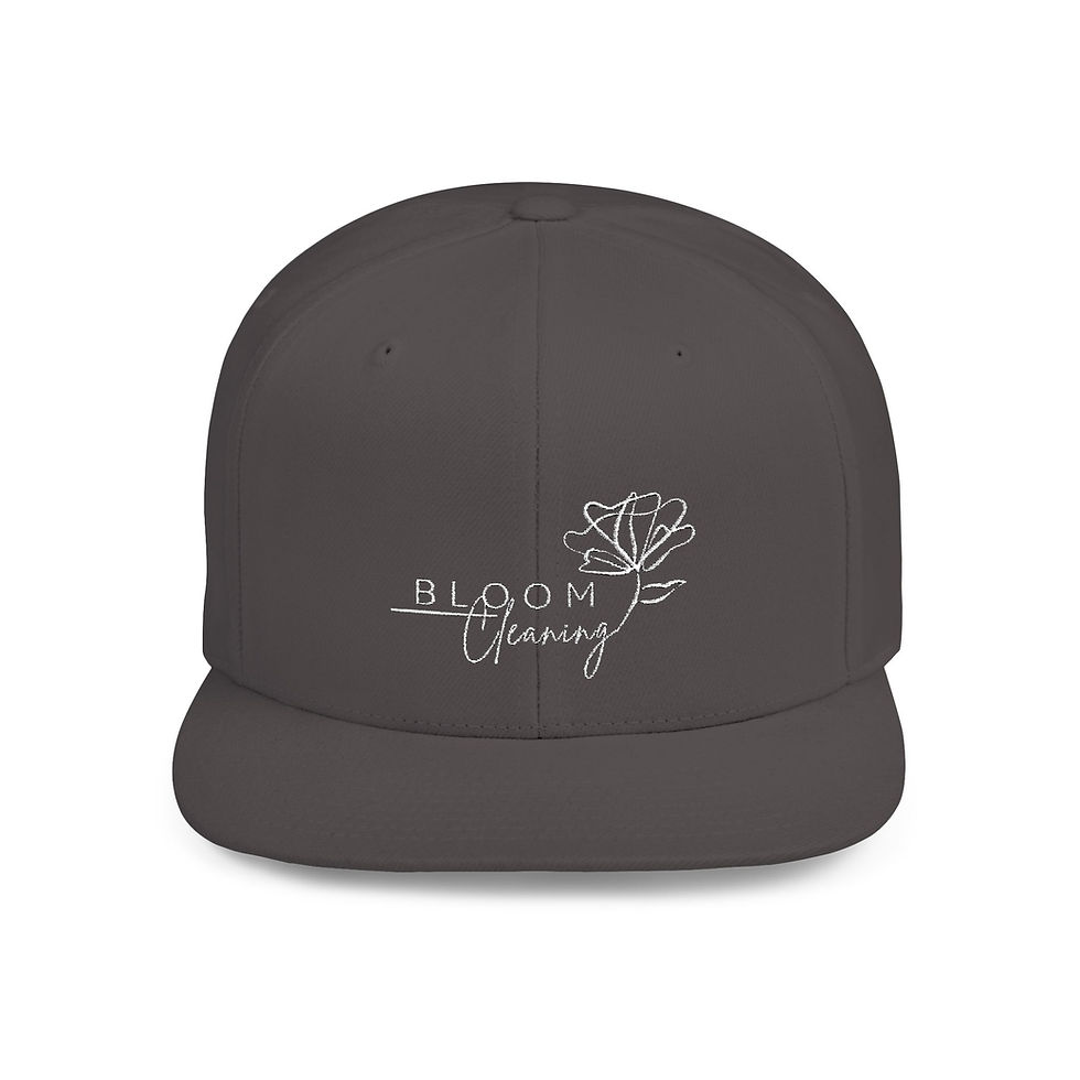 Thumbnail: Stylish Flat Bill Snapback Hat - Bloom Cleaning Design