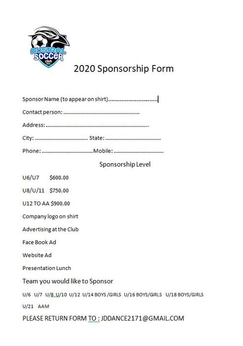 2020  SPONSORSHIP FORMS