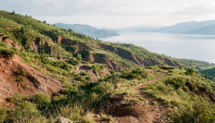 Wide-angle view of a quiet fossil-bearing hillside near Chengjiang.