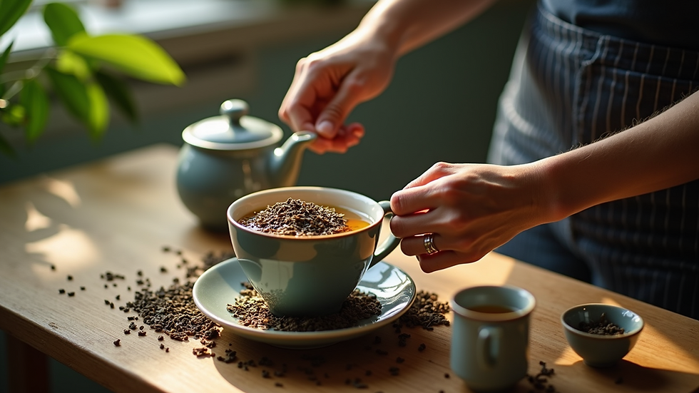 High angle view of herbal tea preparation