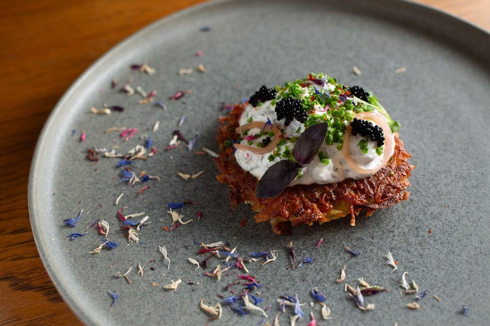 Herring with Rösti - German Speakeasy Restaurant in NYC.