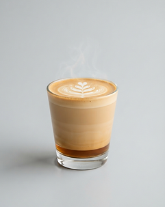 Espresso with steamed milk and a light layer of foam.