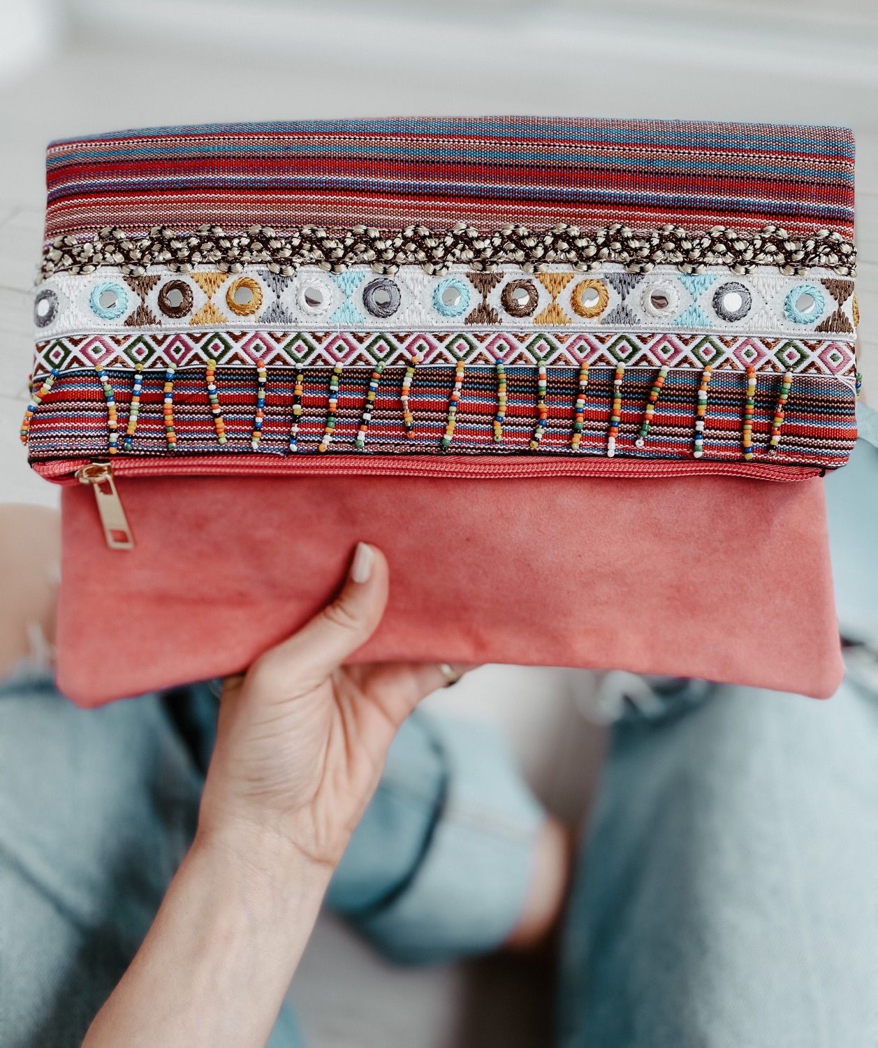 Ethnic Suede Purse
