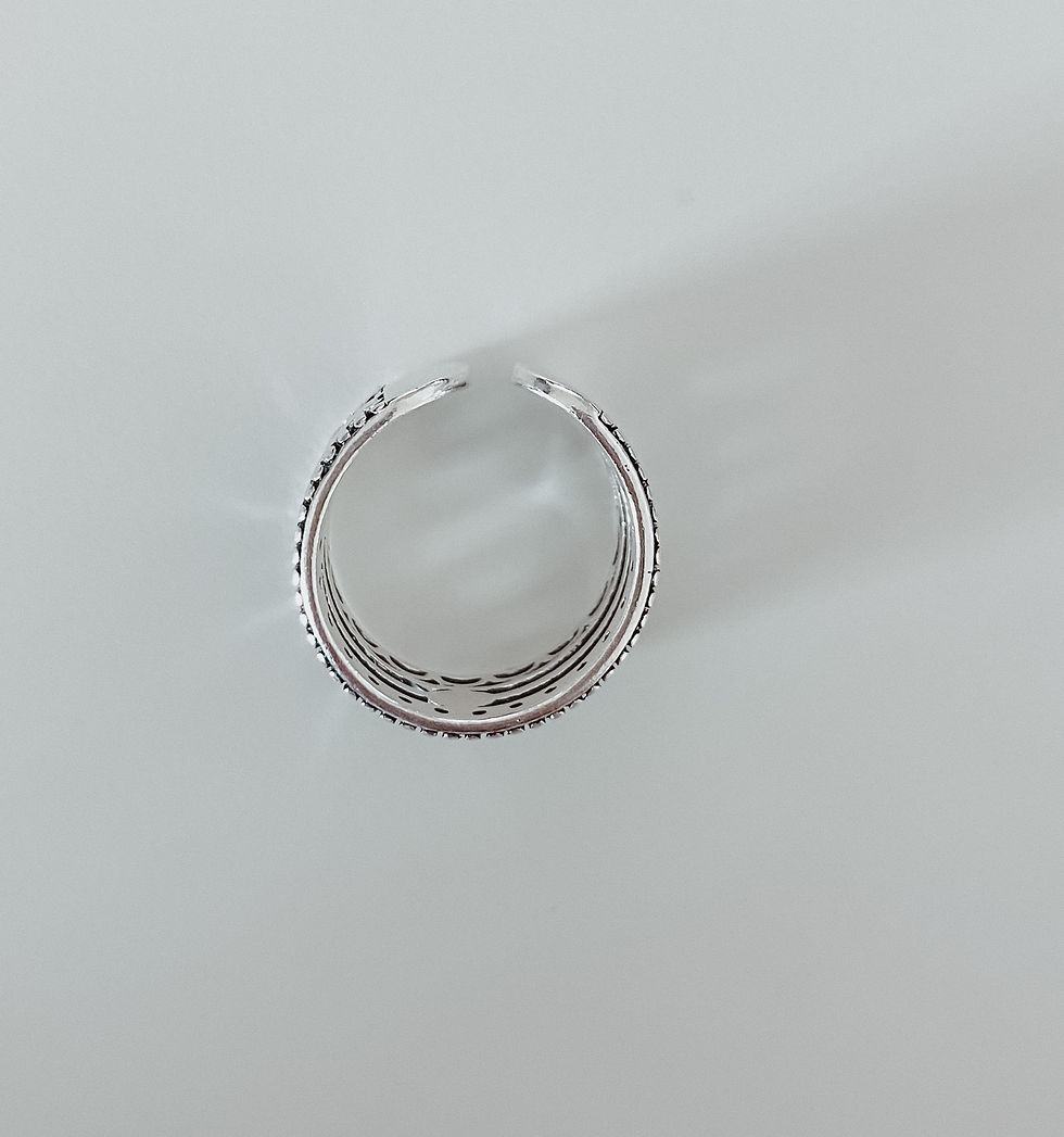 Thumbnail: Black Layered 925 Sterling Silver Ring