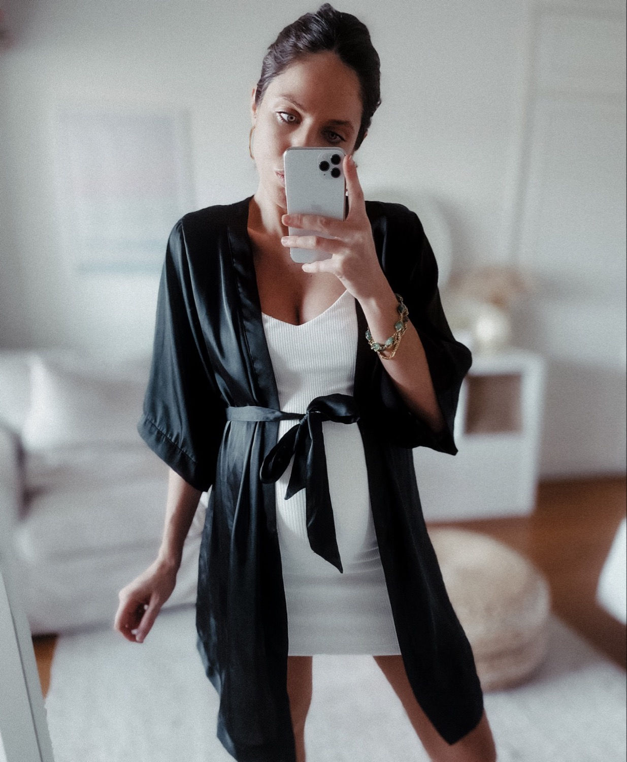 Black Satin Kimono