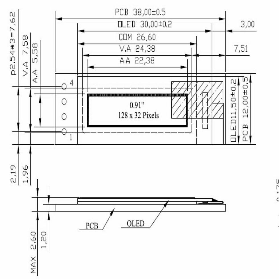 Thumbnail: IIC I2C 0.91" inch 128x32 Blue OLED LCD Display Module 3.3v 5v FOR AVR Arduino