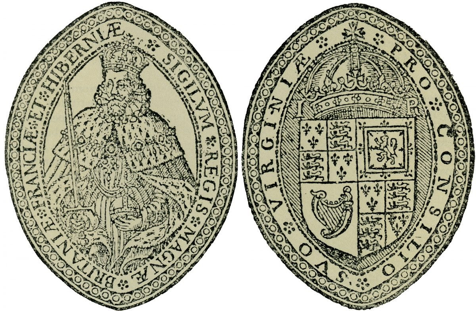 Seal of the Virginia Council, Latin: "Seal of the King of Great Britain, France and Ireland, for His Own Virginian Council". Such language underlined the colonies' pretension to be separate polities from Great Britain and equal under the British Crown and Common Law