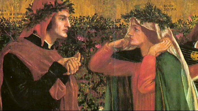 Dante Alighieri and Beatrice Portinari, Fresco