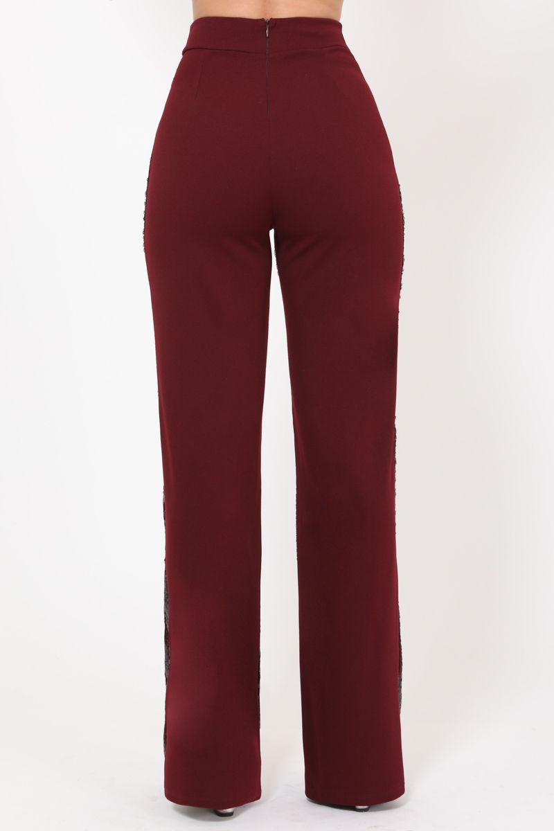 Thumbnail: High Waist Striped Sequin Flare