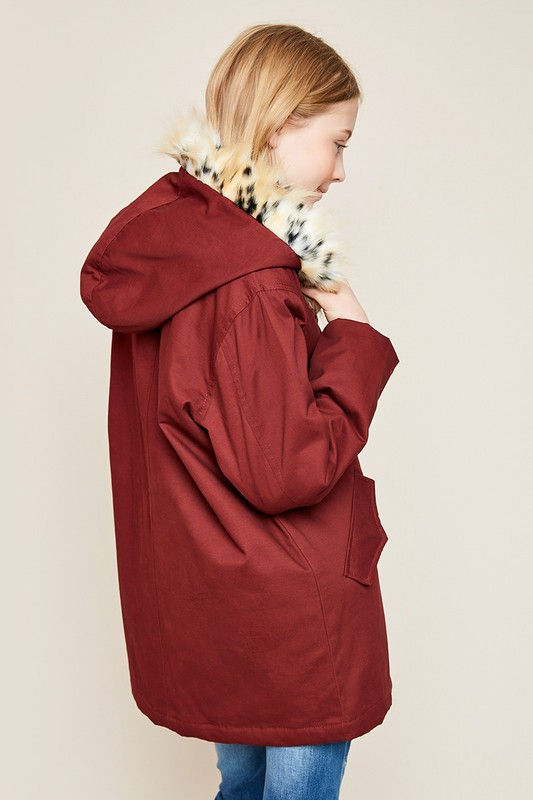 Thumbnail: Kids Cargo Jacket With Fur Trim