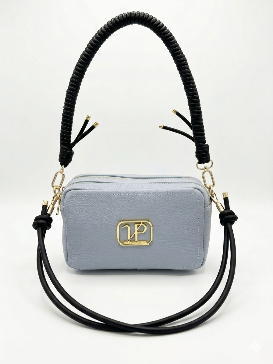 Borsa “Saponetta” doppia zip in pelle martellata