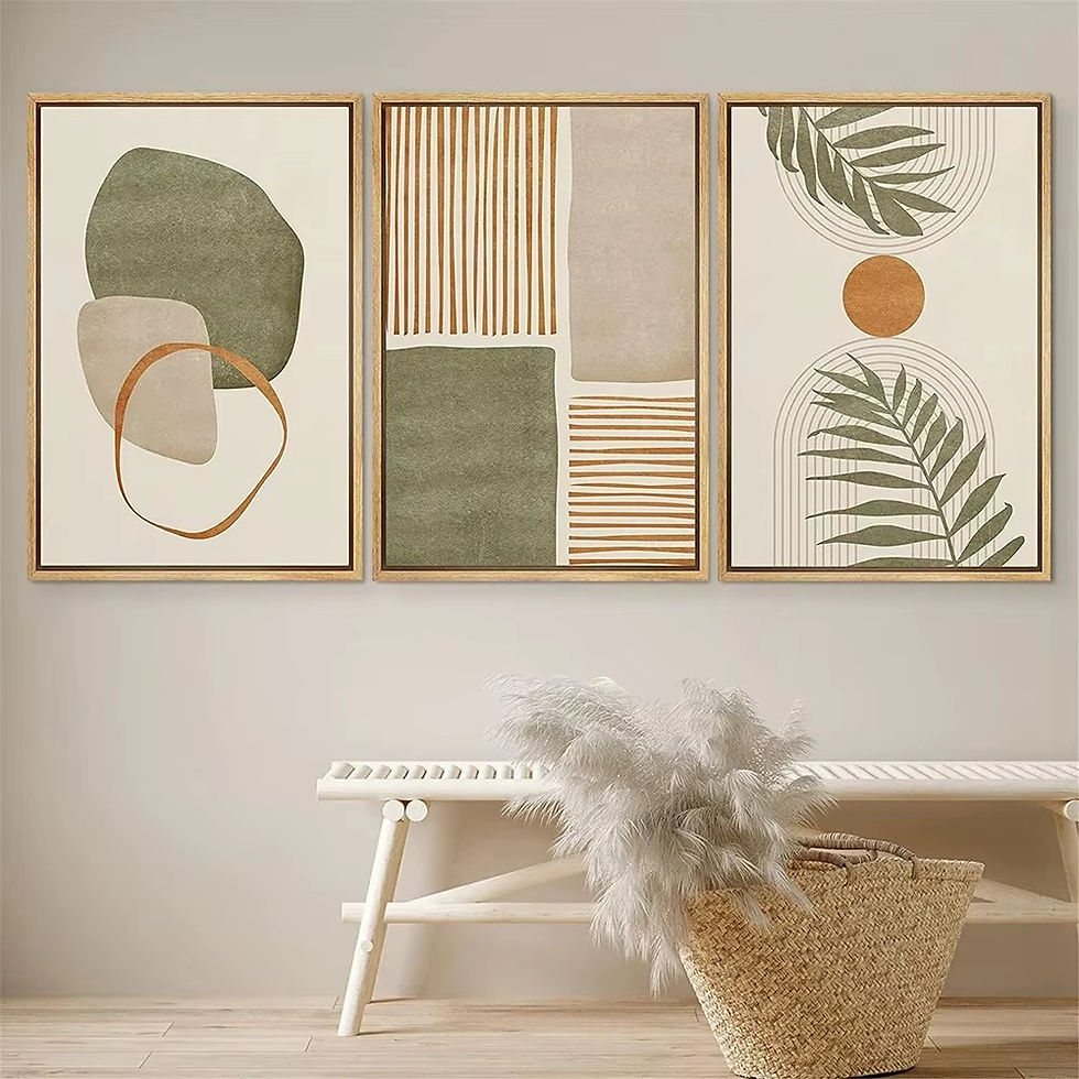 Thumbnail: Modern abstract botanical wall art displayed above a neutral console table