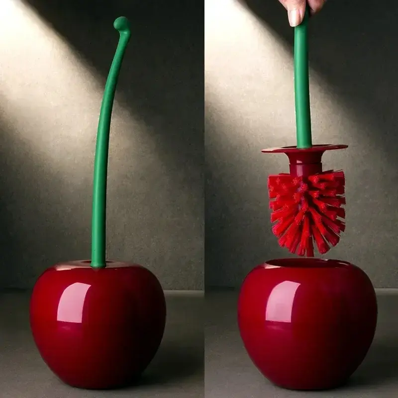 Escova Sanitária Cereja com Suporte - Acessório de Banheiro (Vermelha)