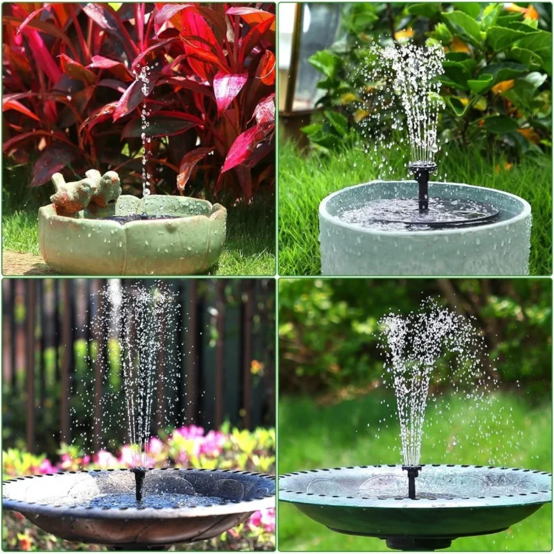 Fonte Solar para Jardim 1W com 6 Bicos - Bomba para Lago/Passarinhos