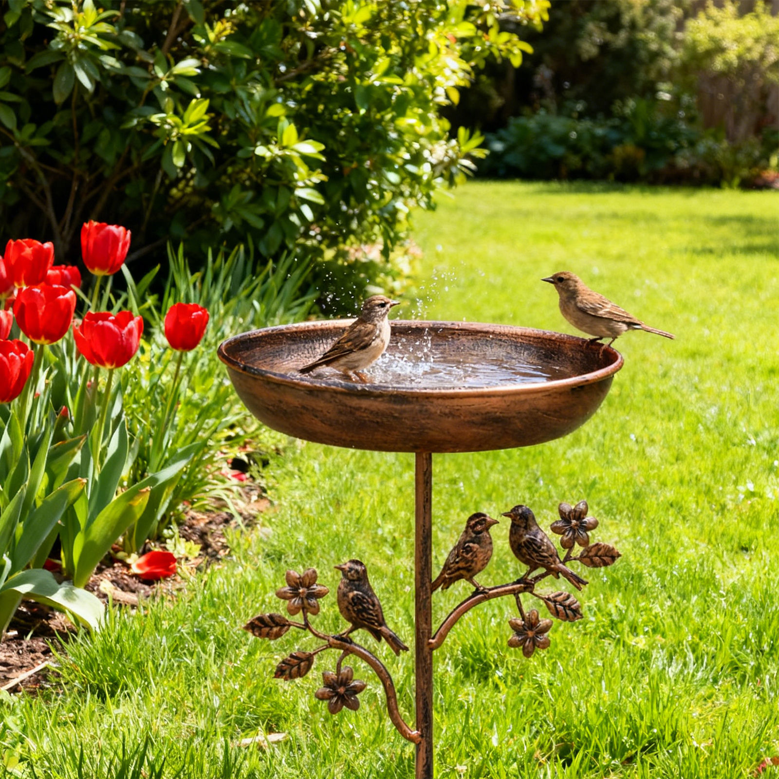 Banheira para Pássaros de Jardim em Ferro (Vintage)-Bebedouro/Comedouro Externo