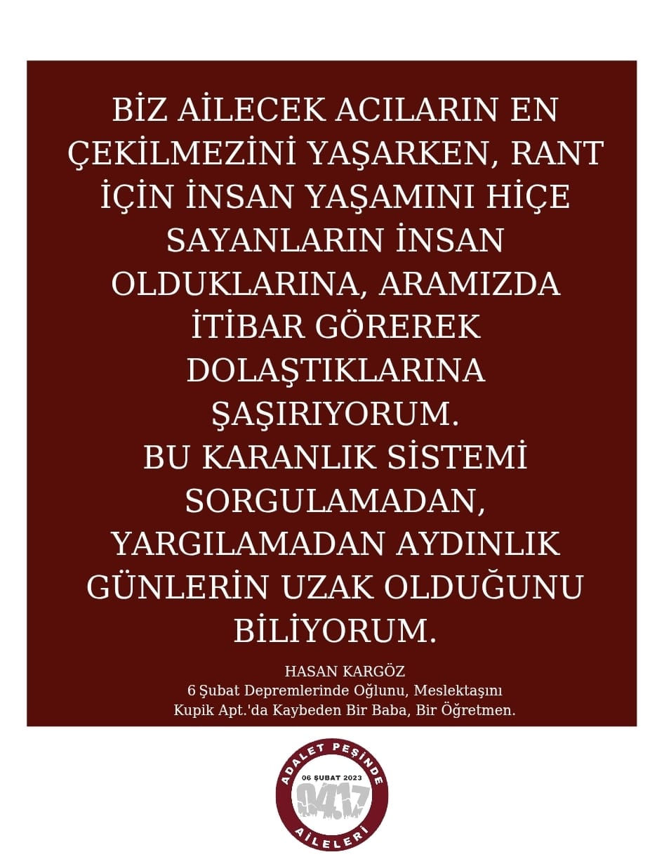 BU KARANLIK SİSTEMİ SORGULAMADAN, YARGILAMADAN AYDINLIK GÜNLERİN UZAK OLDUĞUNU BİLİYORUM!