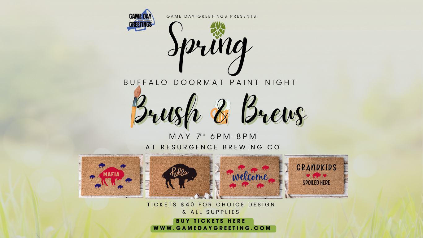 Spring Buffle Spring Buffalo Doormat Brush & Brews | Game Day Greetings