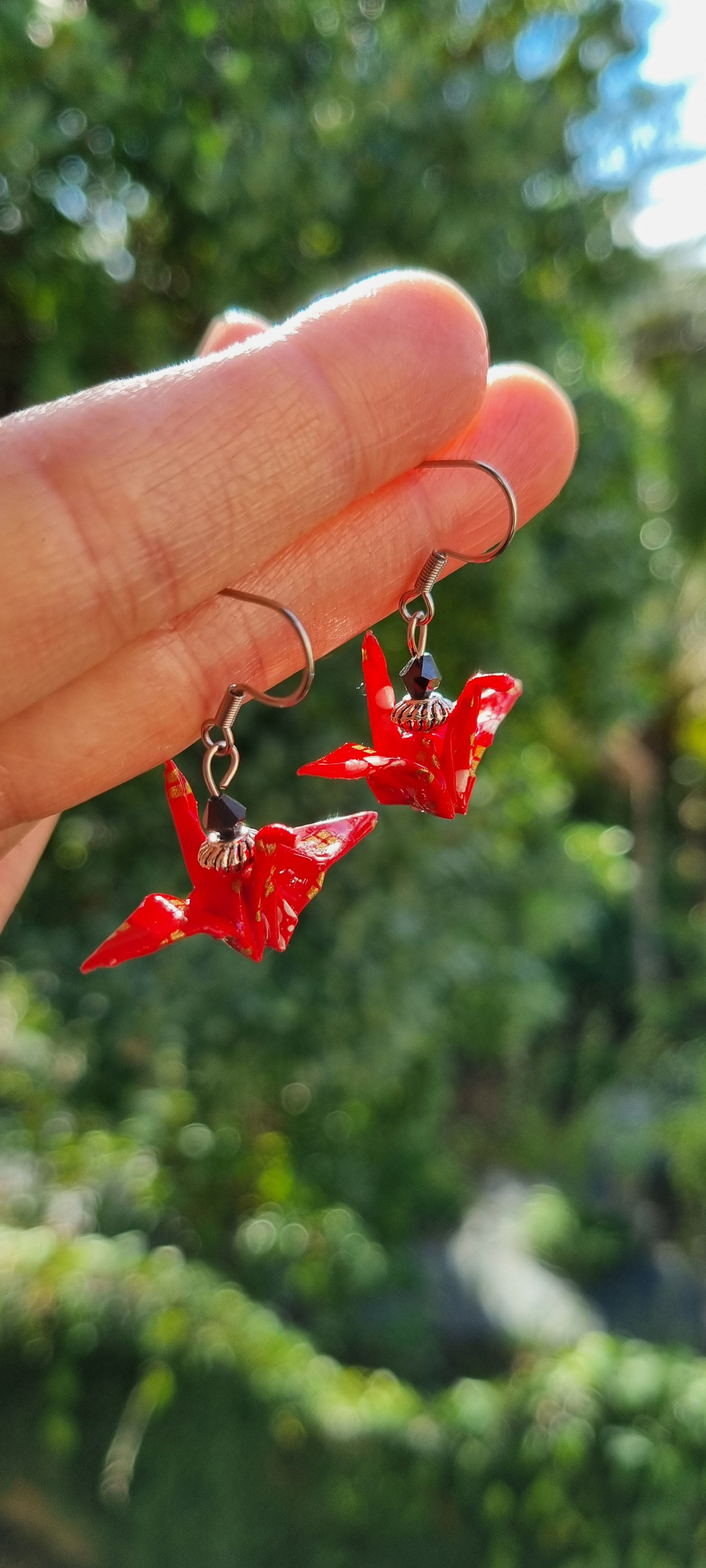 Grue Rouge Boucles d'oreilles Origami