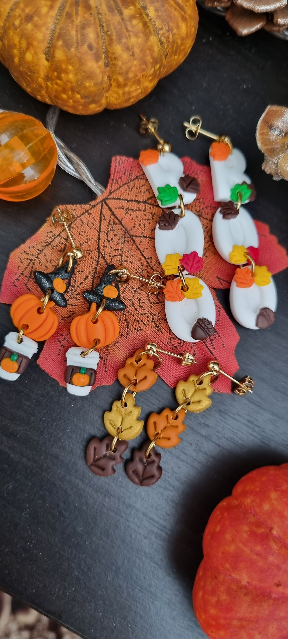 Miniature : Trio d'Automne, Boucles d'oreilles pour Halloween