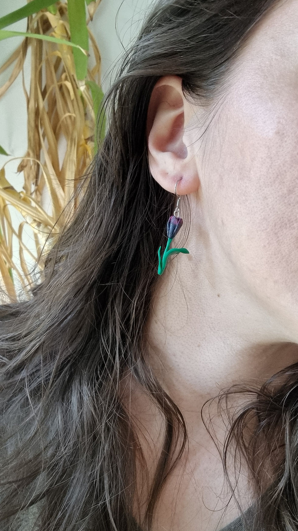 Miniature : Tulipe Violette Boucles d oreilles, Cadeau Fleur