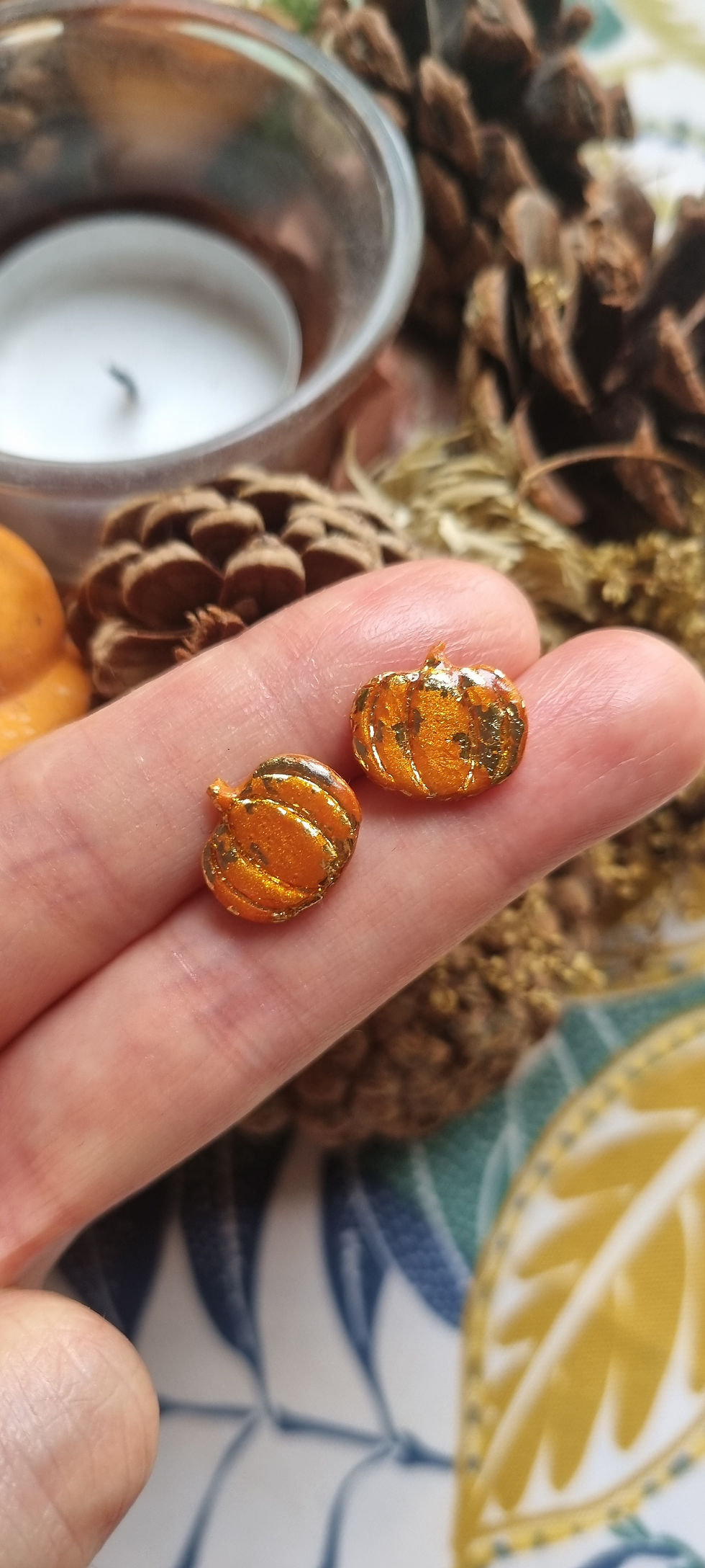 Miniature : Clous d'oreilles Mini Citrouilles Feuilles Or