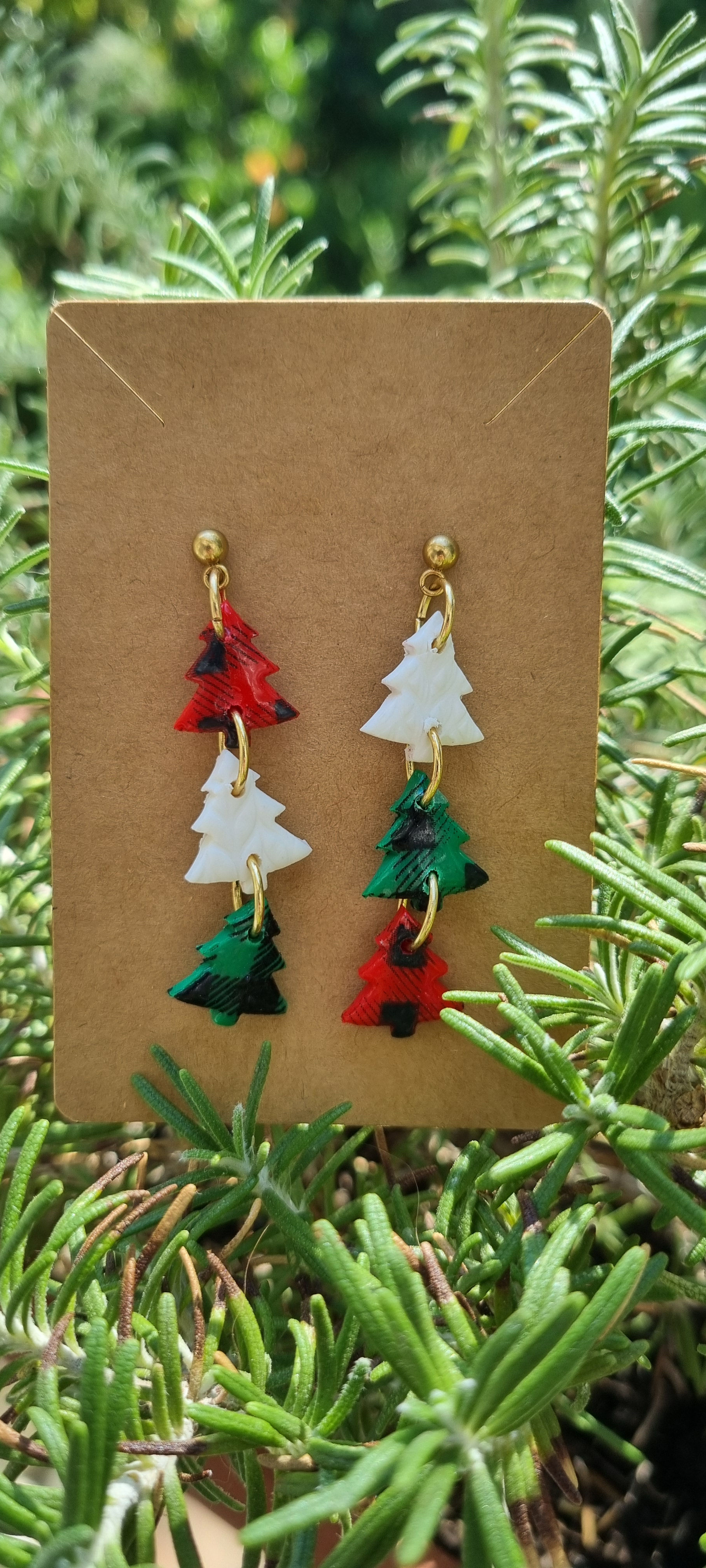 Trio Sapin Ecossais Boucles d'oreilles, Cadeau d'Hiver pour Elle