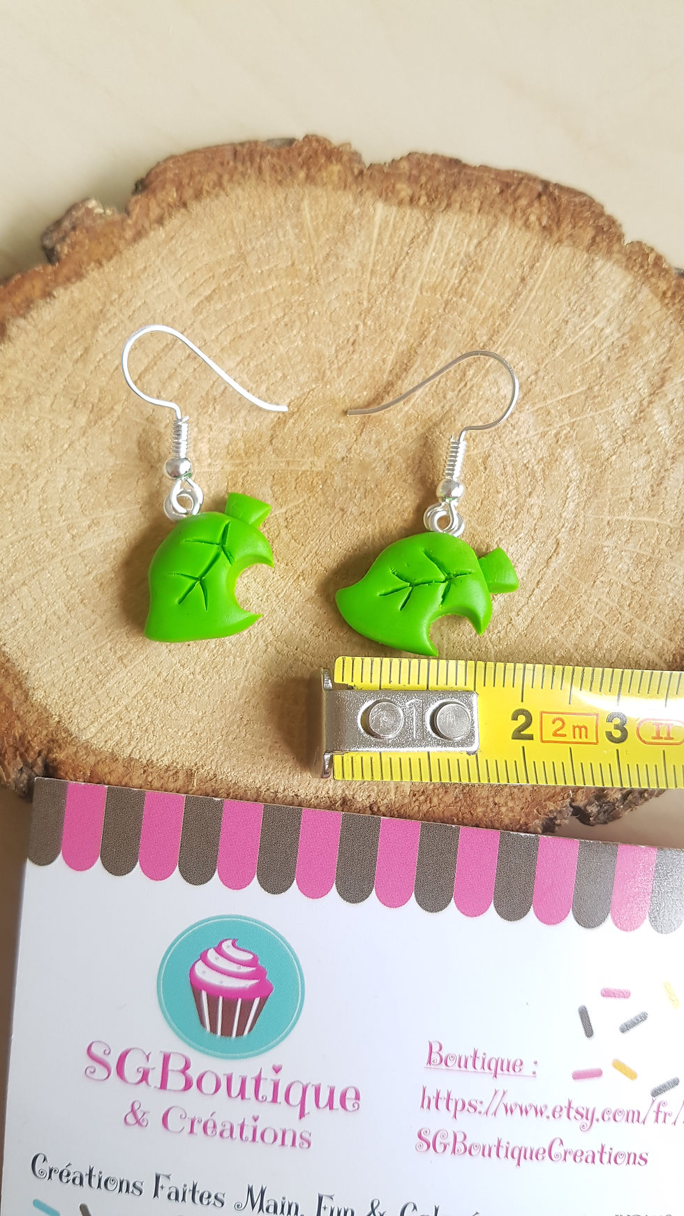 Thumbnail: Feuille Verte, Boucles d'oreilles, Collier, Charm, Gamer, Jeux Video, Geek, Fimo