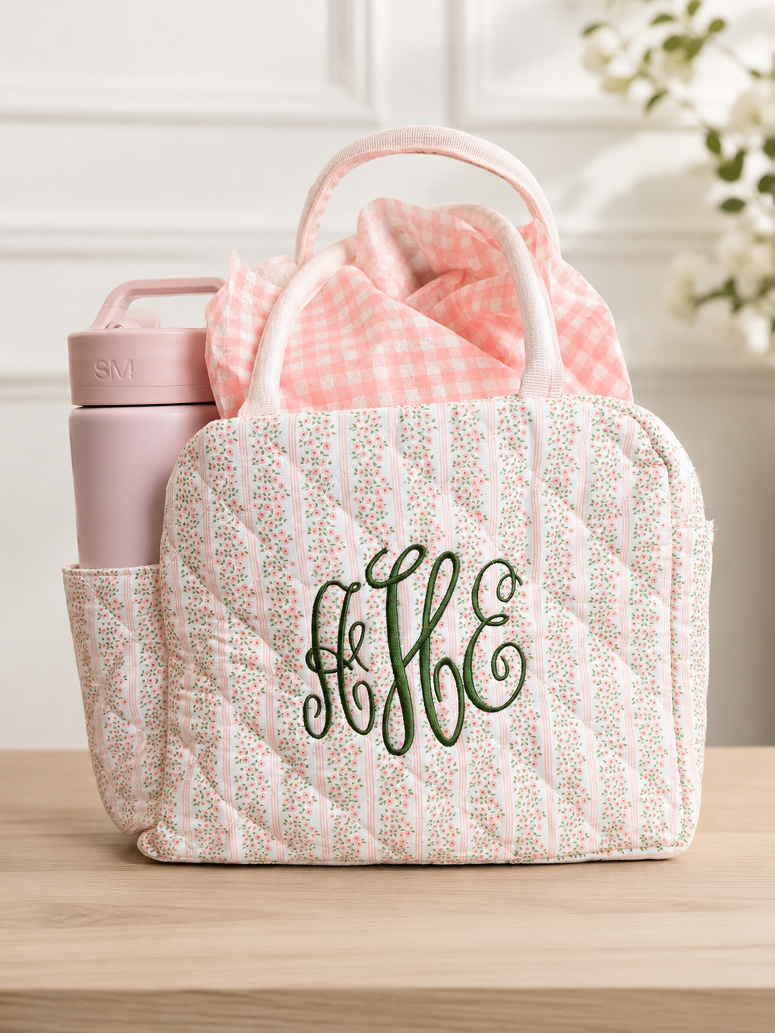 Monogramed Patterned Lunch Bag