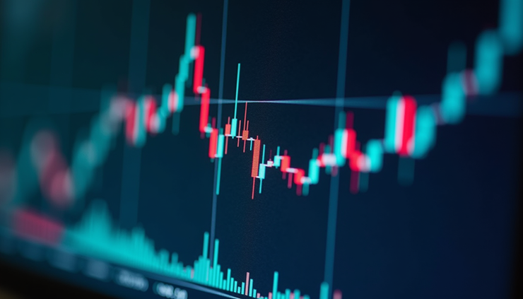 Visão frontal de gráfico financeiro com indicadores Force Index e Stochastic Oscillator