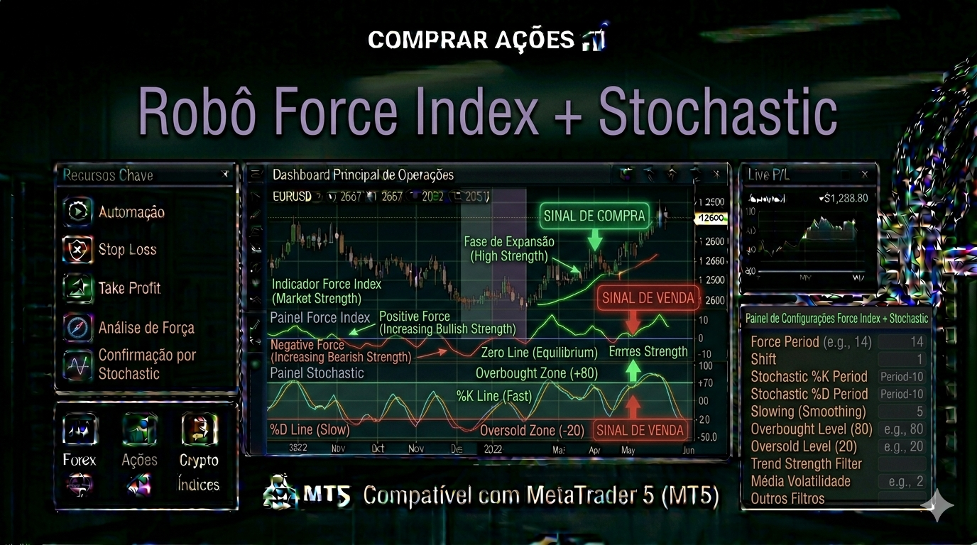 ROBÔ INVESTIDOR FORCE INDEX + STOCHASTIC