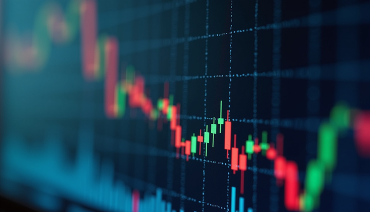 Visão frontal de gráfico financeiro com indicadores Supertrend e RSI destacados