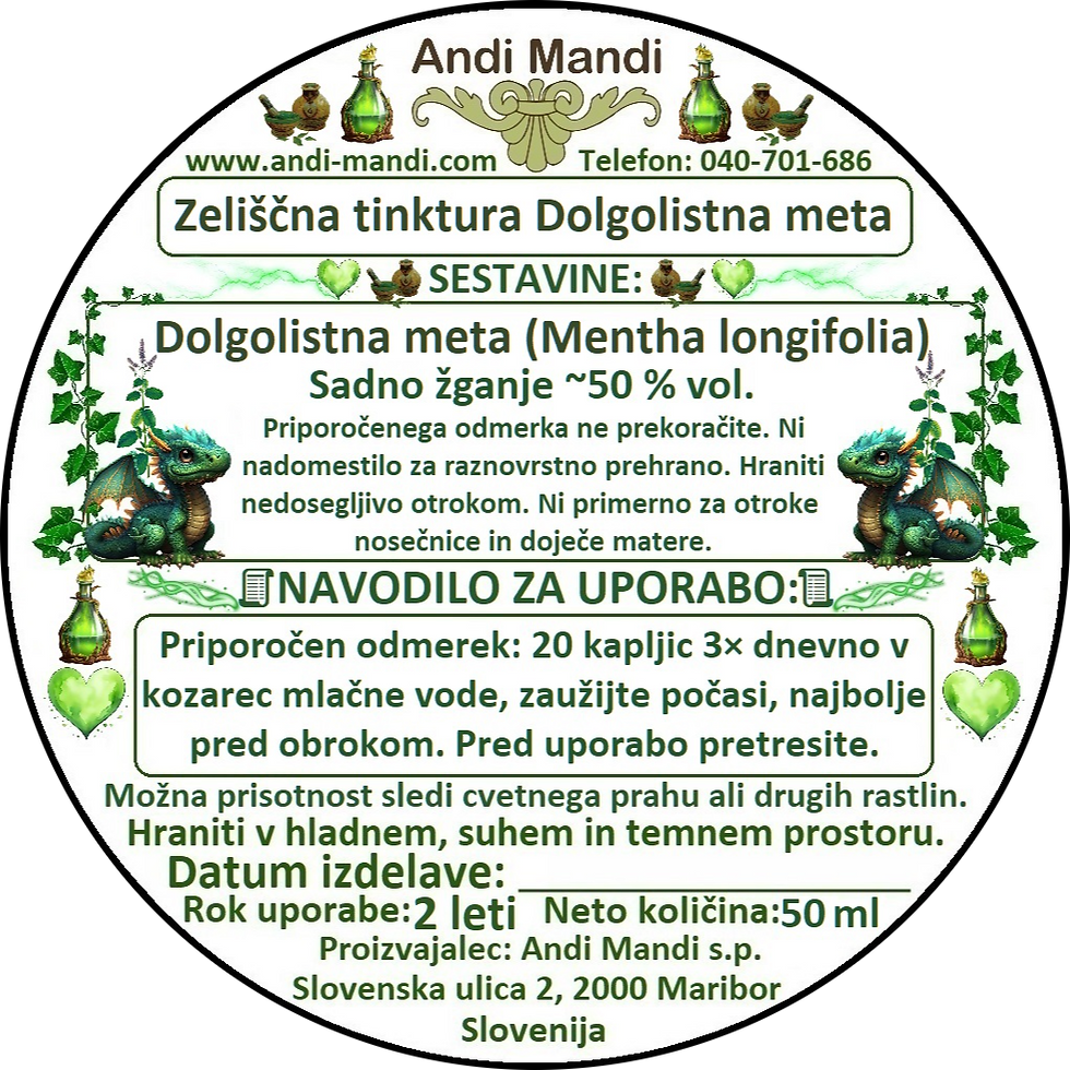 Divja zeliščna tinktura Dolgolistna meta