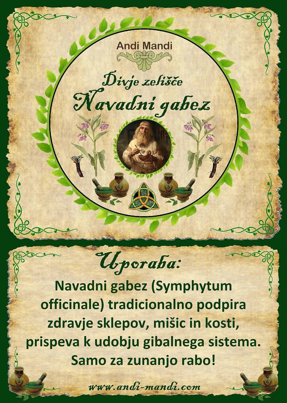 Navadni gabez (Symphytum officinale) tradicionalno podpira zdravje sklepov, mišic in kosti, prispeva k udobju gibalnega sistema. Samo za zunanjo rabo!