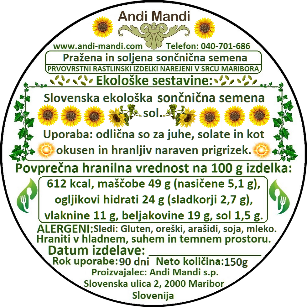 Andrejeve zmajeve sončnice - slana pražena sončnična semena