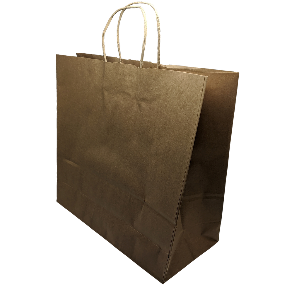 200 Bolsas Papel Kraft Reciclado Asa Rizada Take Away 36+16*44 cm