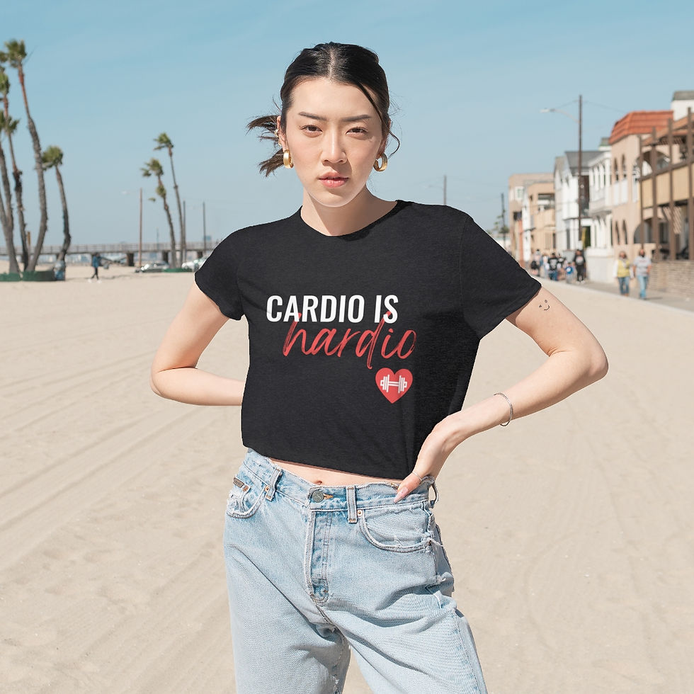 Thumbnail: Cardio is Hardio Heart Women's Flowy Cropped Tee