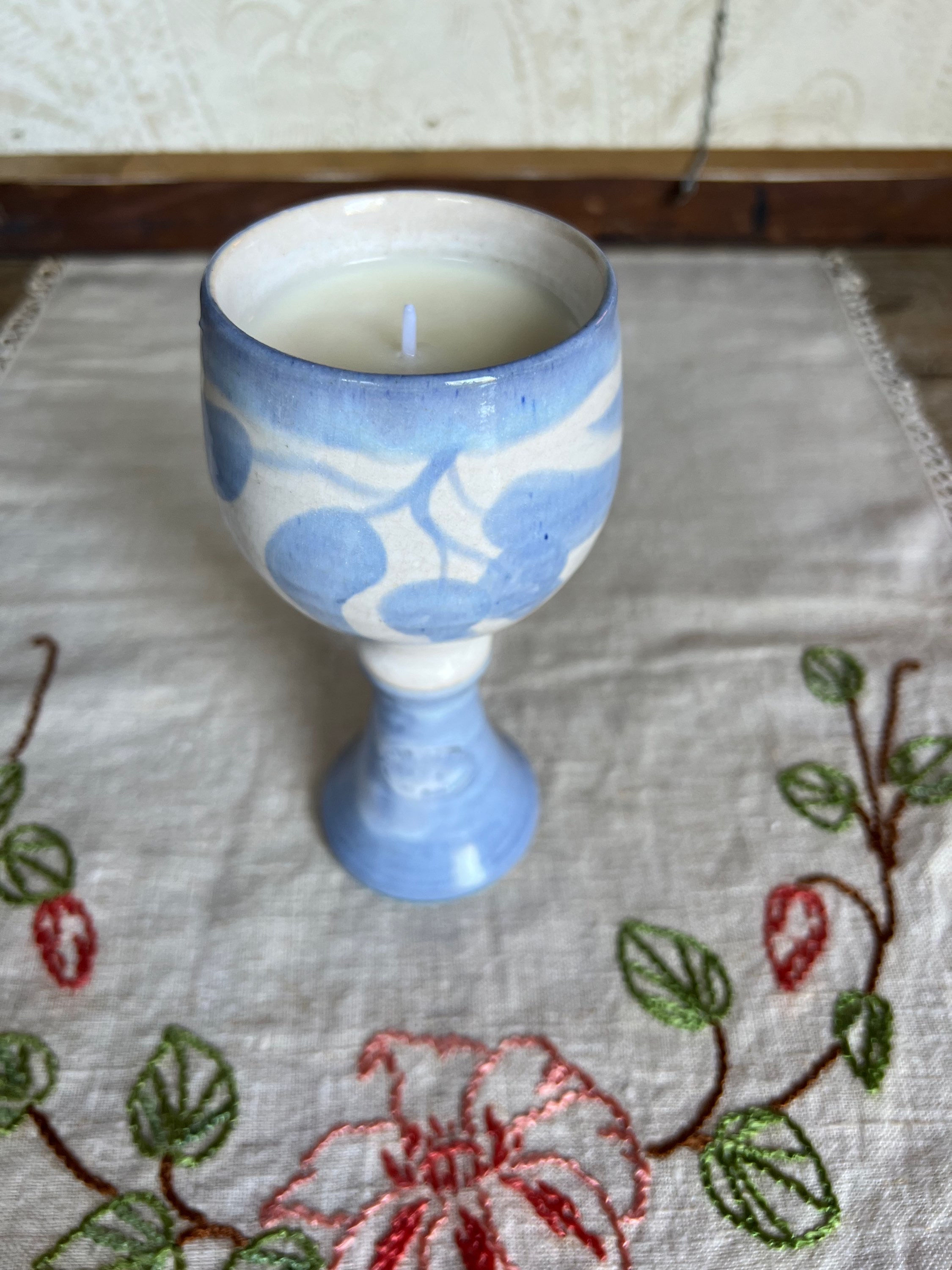 Blue Porcelain Goblet Candle