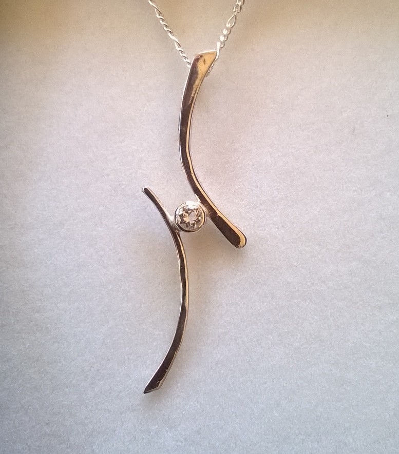 Thumbnail: Silver Yin yang pendant with cubic zirconia.