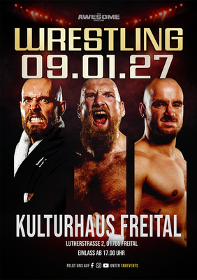 Plakat für Wrestling Event am 09.01.27 im Kulturhaus Freital bei Dresden