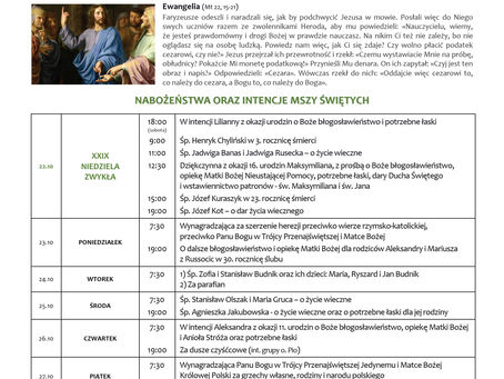 XXIX NIEDZIELA ZWYKŁA - 22.10.2023