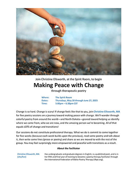 Making Peace With Change Poetry Workshops flyer