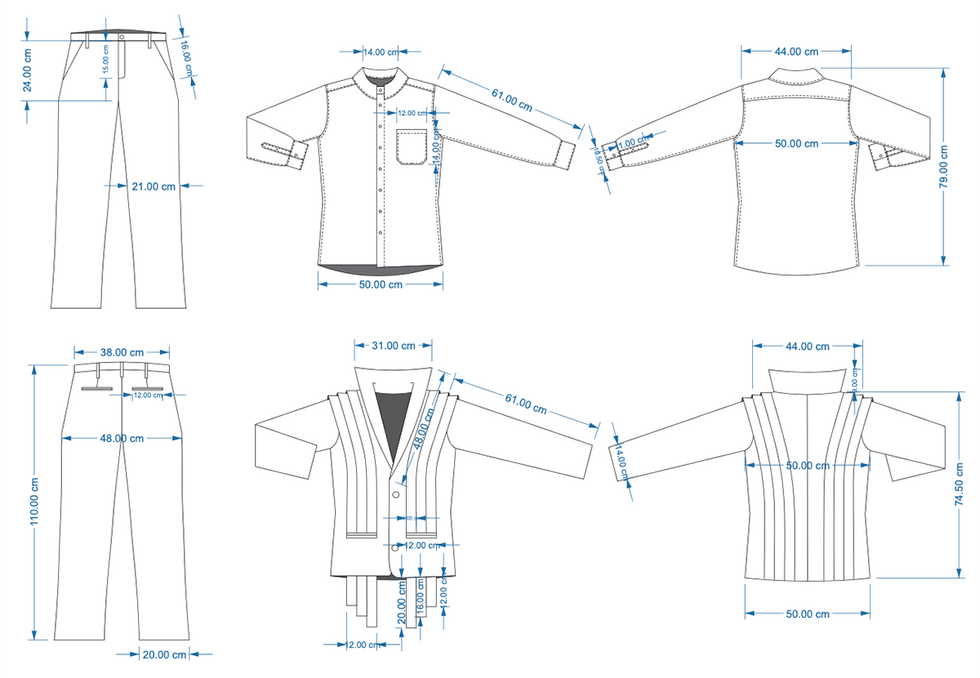 Male Executive technical pattern-making
Scale 1:10