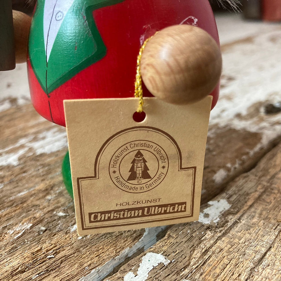 サムネイル： 未使用 ドイツ ヴィンテージ クリスチャン ウルブリヒト ハンドメイド 無垢 木製 煙出し人形
