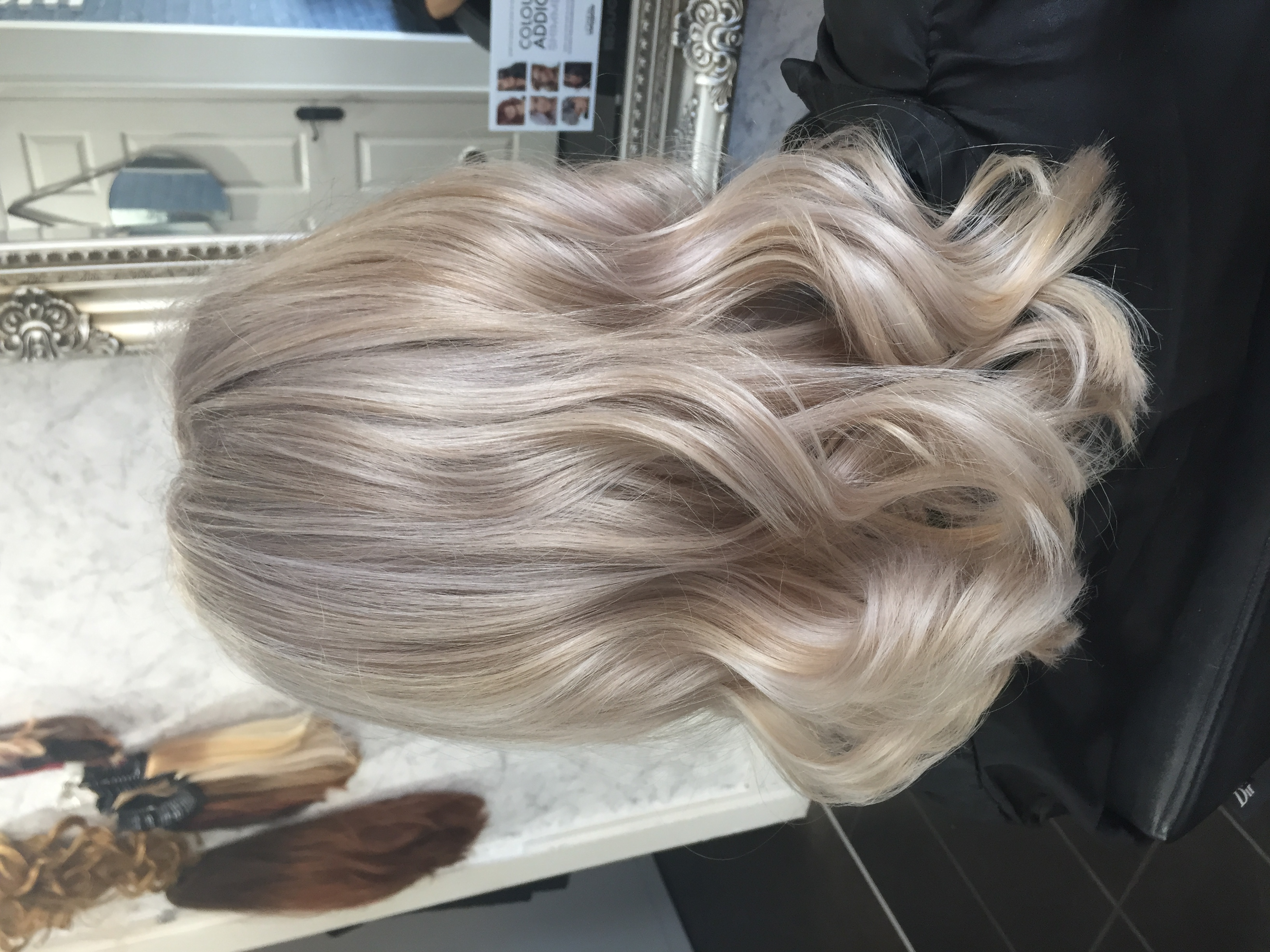 vanilla blonde hair colour created in professional hair salon