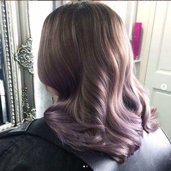 lilac wavy hair by hair colour specialist