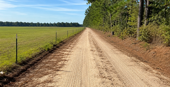 Road ditches cleaned between a field and tree line