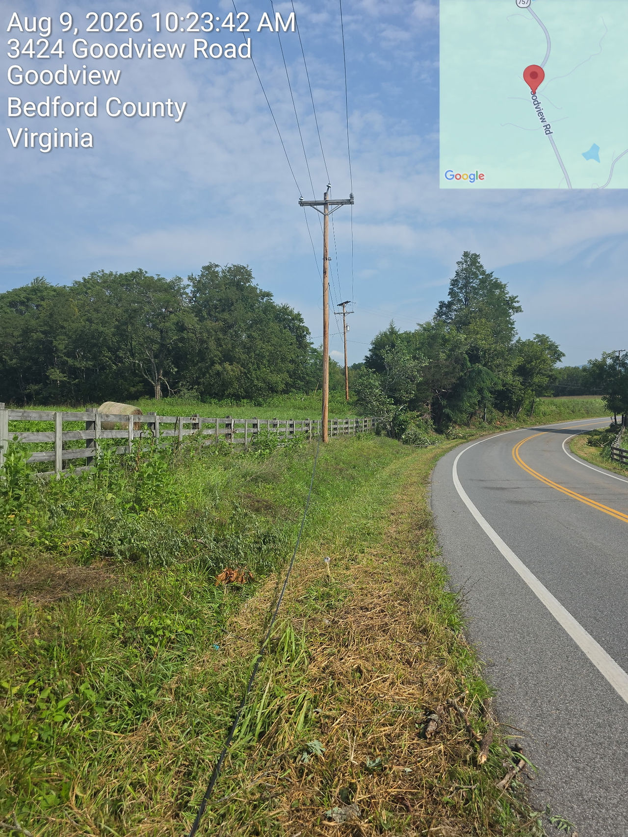 Field light pole and road 
